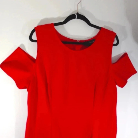 Lane Bryant Red Dress Slash Shoulder Plus Size 18 - Picture 4 of 15